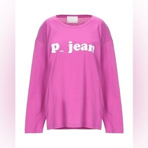 ! P_JEAN Fuchsia‎ Long Sleeve Top Made in Italy 100% Cotton Sz L NWT A 0263